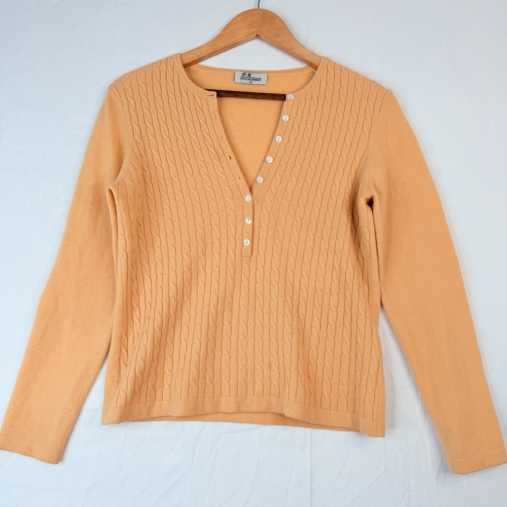 Cashmere Sweater Women's SZ-S/M 100% Cashmere Pullover Top peach Color) 7 Bottom